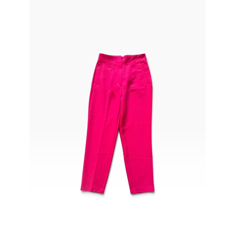 Zara Womens Hot Pink High Waisted Tapered Leg Dress Pants Size Medium